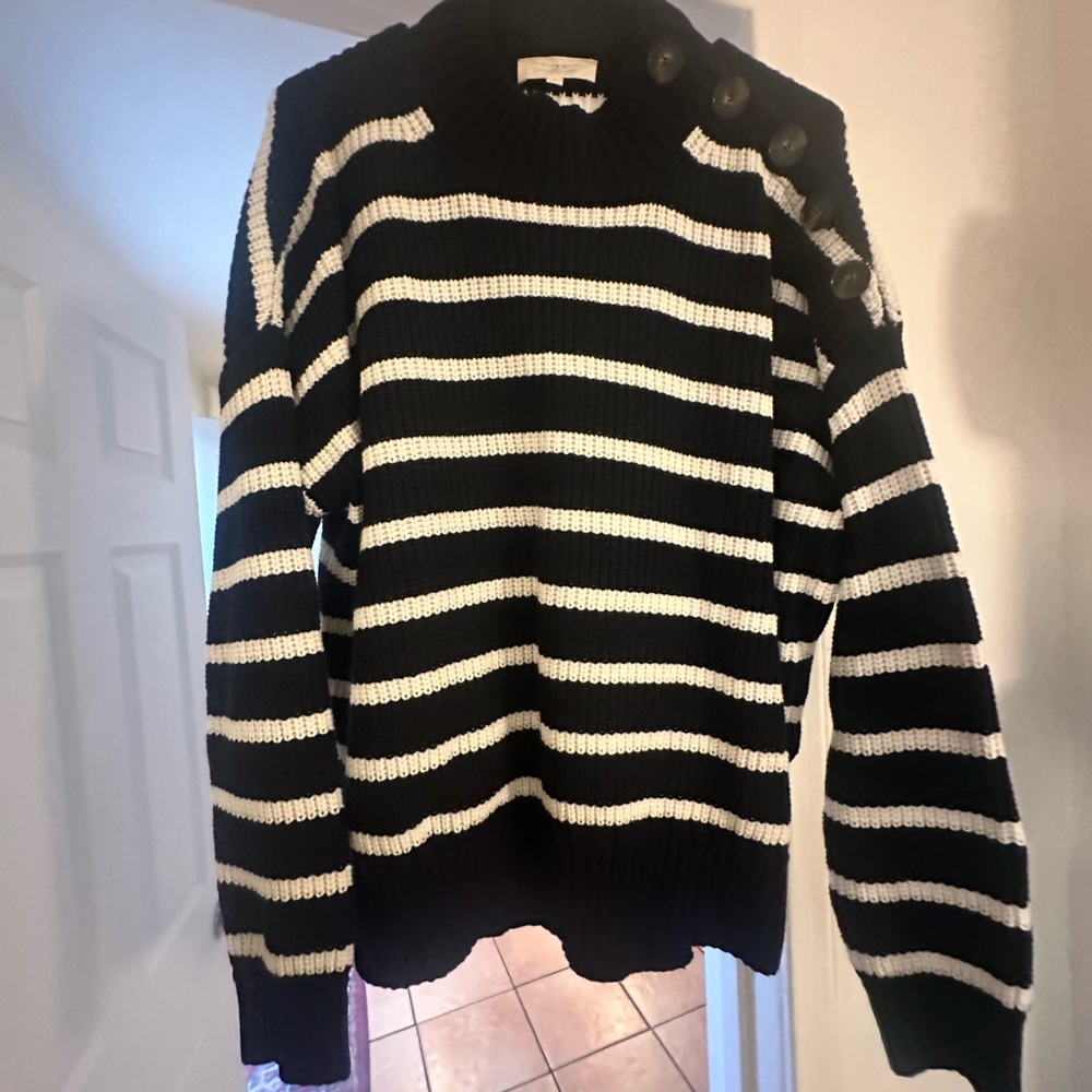 Sezane Blue and White Striped Sweater